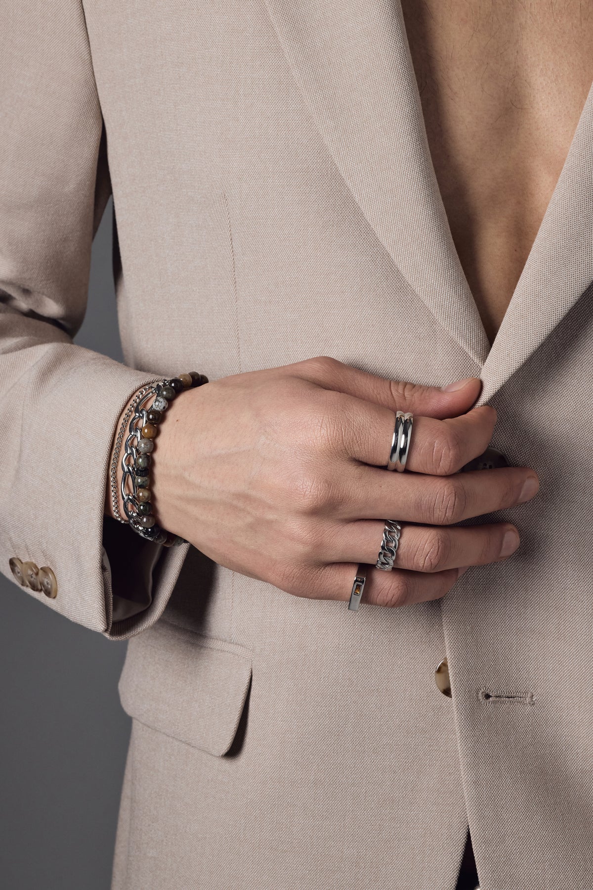 Bracelet Ayden argent, bracelet Jimmy argent, bracelet Jeremy, bague William argent, bague Tristan argent, bague Evan pierre brune argent