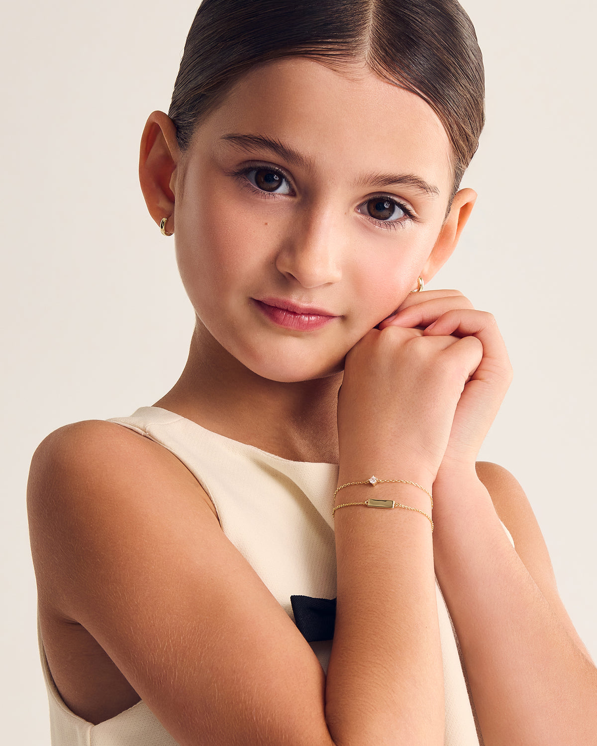 Bracelet Leïla Or, Bracelet Mila or, Boucles d'oreilles Jenna 10 mm or