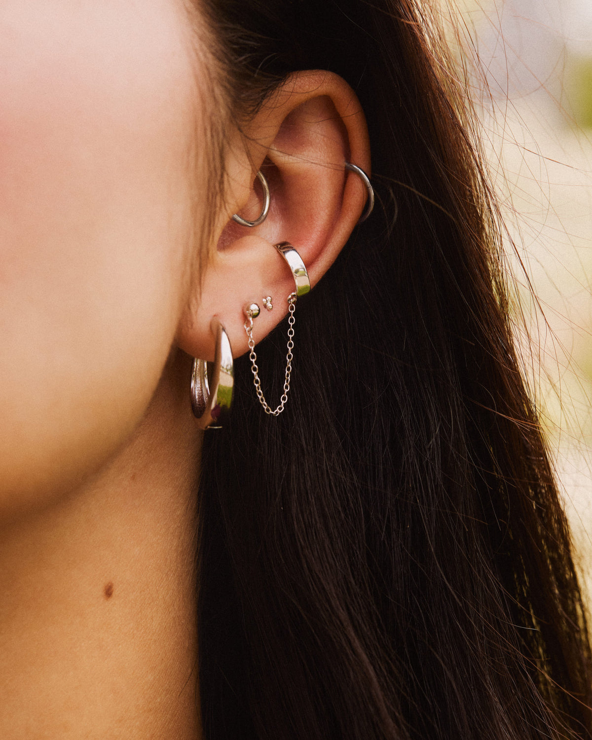 Boucles d'oreilles Marion 20mm, Jade, Amanda silver