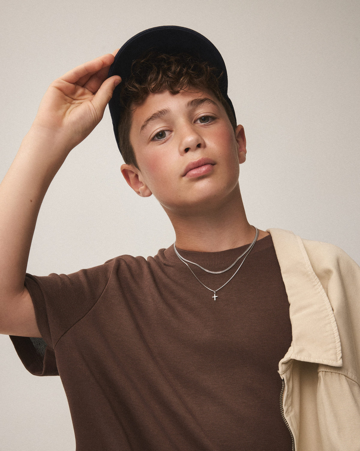 Chaîne cubaine Liam, Chaîne cubique et pendentif croix argent