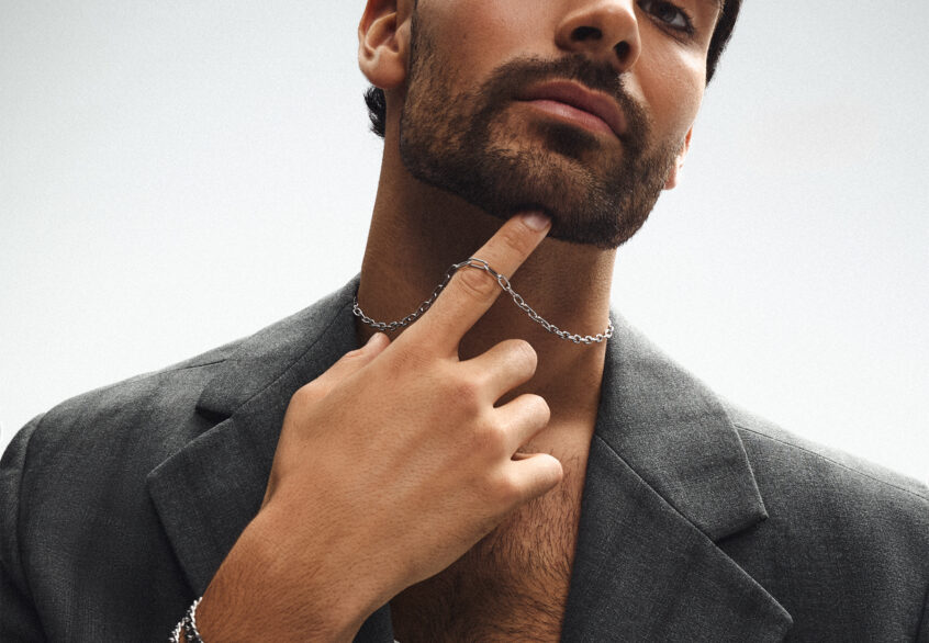 Bracelet Dave deux tons, Logan argent, Chaîne Martine argent