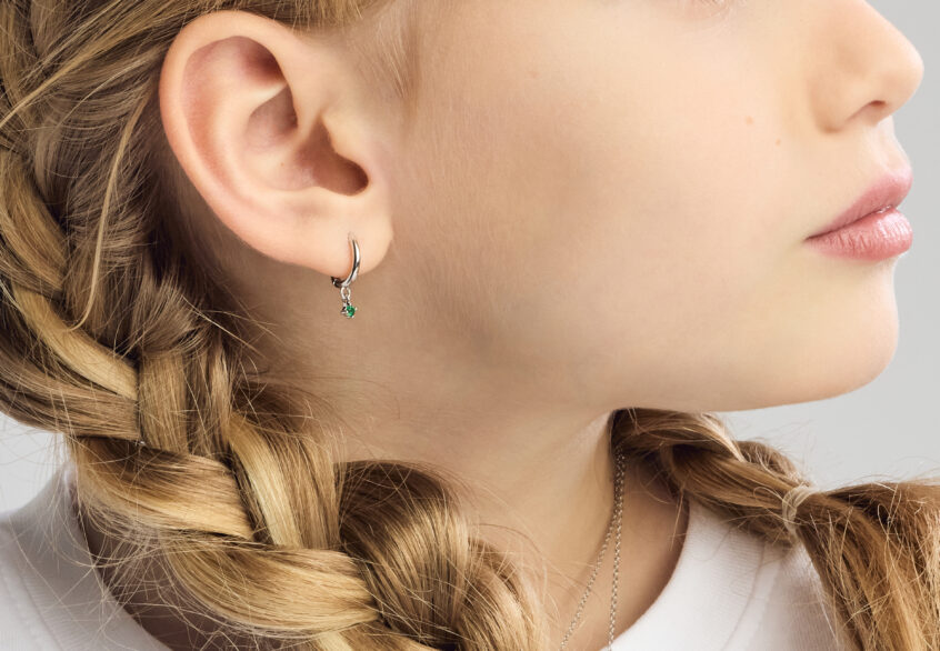 Boucles d'oreilles pierre de naissance mai or blanc